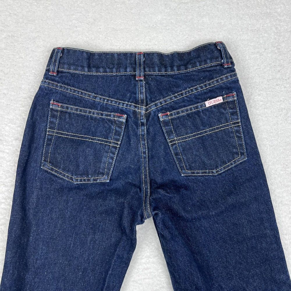 Vintage Guess Jeans Kids 10 Dark‎ Blue Flap Pocket Straight Denim Y2K Made USA - Picture 8 of 12